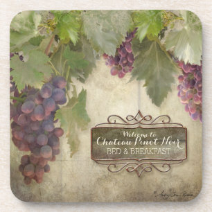 Personalized Rustic Vineyard Winery Fall Wine Sign Coaster