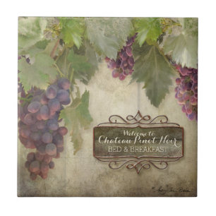 Personalized Rustic Vineyard Winery Fall Wine Sign Tile