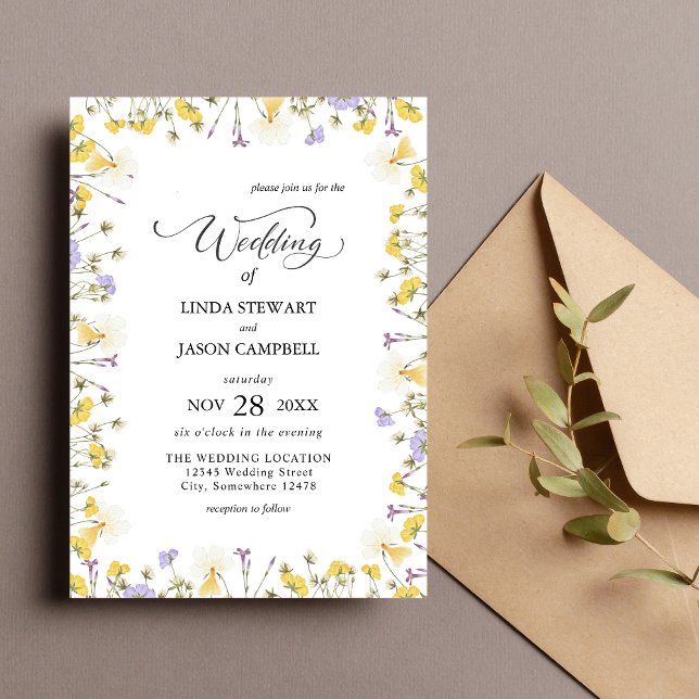 Personalized Rustic Watercolor Floral Wedding Invitation (Creator Uploaded)