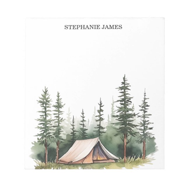 Personalized Rustic Watercolor Forest Green  Notepad (Front)