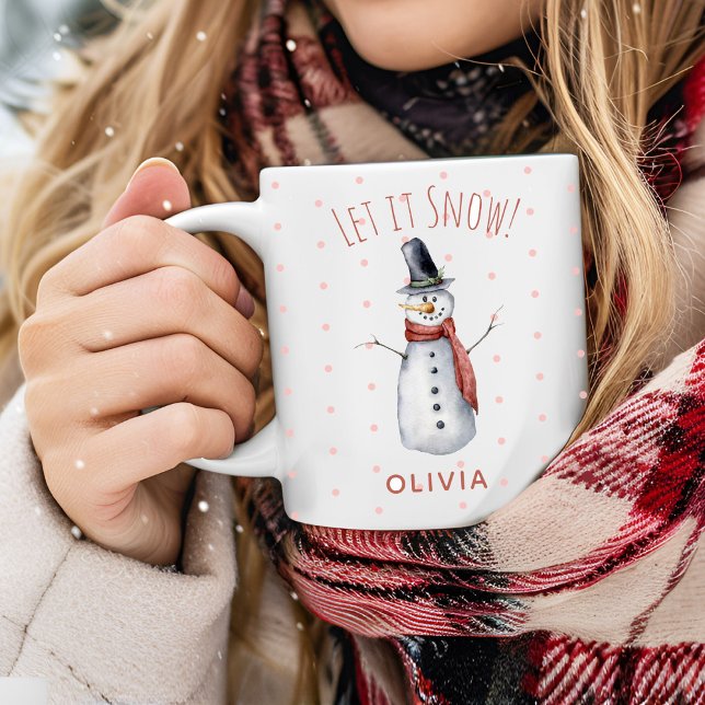 Personalized Rustic Watercolor Snowman Let it Snow Mug (Creator Uploaded)