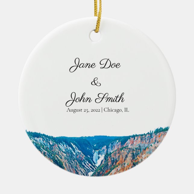 Personalized Rustic Waterfall Ceramic Ornament (Front)
