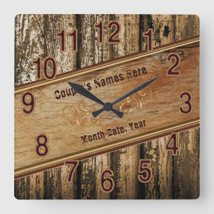 Personalized Rustic Wedding Gift Ideas for Couples Square Wall Clock