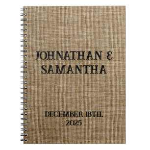 Personalized Rustic Wedding Notebook – Burlap 