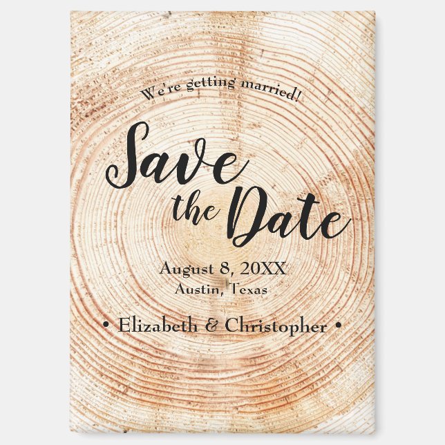 Personalized Rustic Wedding Save the date Wood Magnet (Front)
