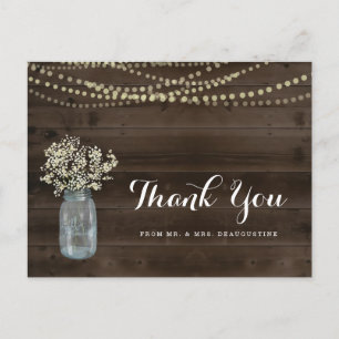 Personalized Rustic Wedding Thank You Postcard