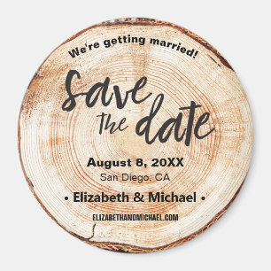 Personalized Rustic wedding Wood Cut Save the date Magnet