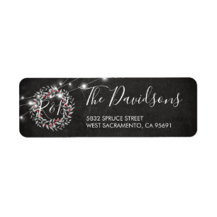 Personalized Rustic Winter Christmas Wreath Lights