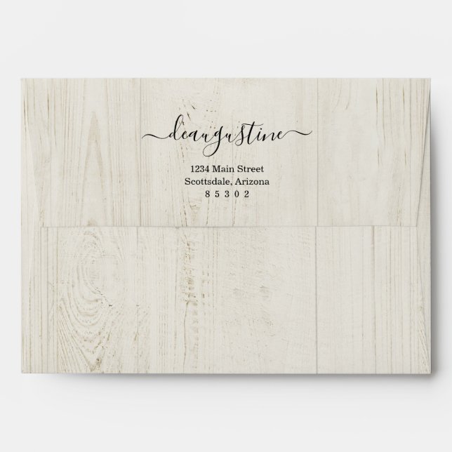Personalized Rustic Wood Background Envelope (Back (Top Flap))