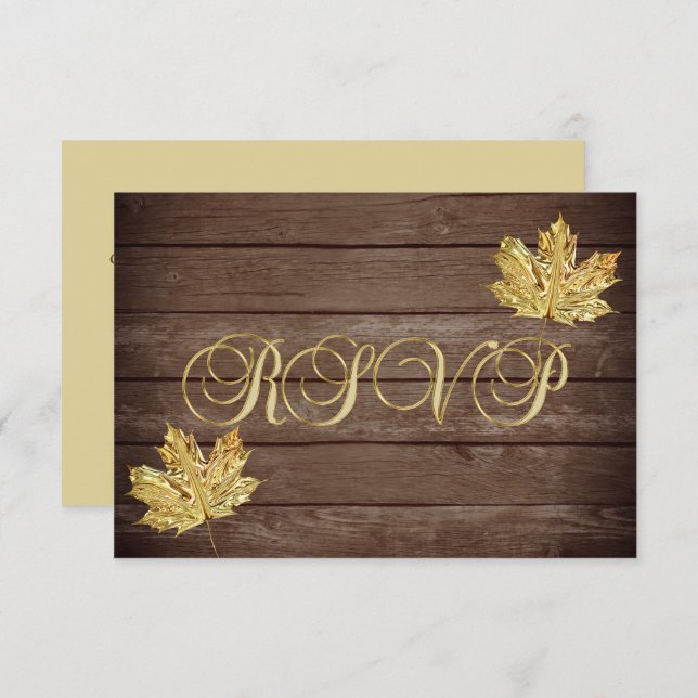 Personalized Rustic Wood Country Fall RSVP Wedding Invitation (Front/Back)