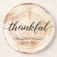 Personalized Rustic Wood Disc Thankful Wedding