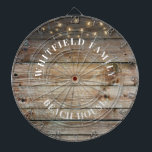 Personalized Rustic Wood Family Beach House Dartboard<br><div class="desc">Easily create your own personalized family dartboard with our rustic print wood background with string lights design. Perfect for your vacation home or for the holiday so all the family members can have a great time throwing darts</div>