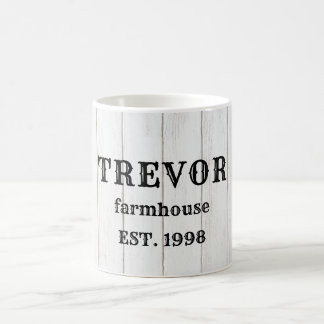 Personalized rustic wood farmhouse tea coffee mug