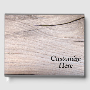 Personalized Rustic Wood Grain Design Guestbook