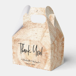 Personalized Rustic Wood Grain Thank you Wedding Favor Box