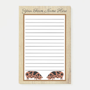 Personalized Rustic Wood KuneKune Pig Post-it Notes