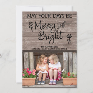 Personalized Rustic Wood Photo Christmas Card