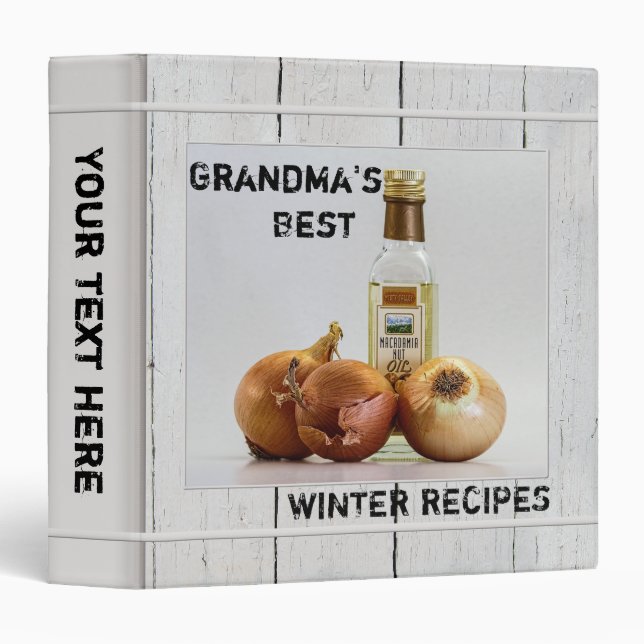 Personalized Rustic Wood Photo Recipe Binder (Front/Spine)