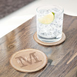 Personalized Rustic Wood Slice Monogram Round Paper Coaster<br><div class="desc">Personalized name and monogram,  faux natural wood slice coaster. This rustic farmhouse style coaster features a faux wood slice background. Customize with your last name and monogram.</div>