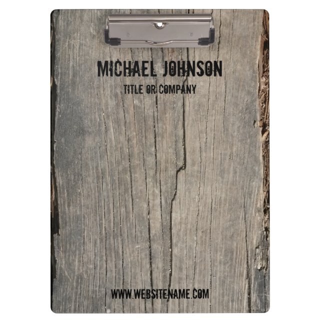 Personalized Rustic Wood Texture Business Clipboard (Front)