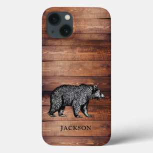 Personalized Rustic Wood Walking Bear  iPhone 13 Case