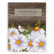Personalized Rustic Wood White Daisies Recipe 