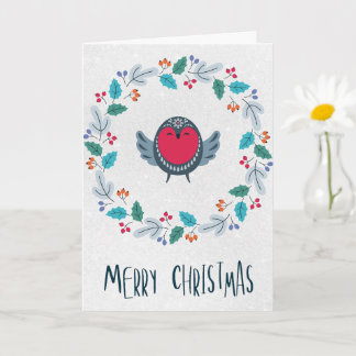 Personalized Rustic Wreath Holiday Greeting Card