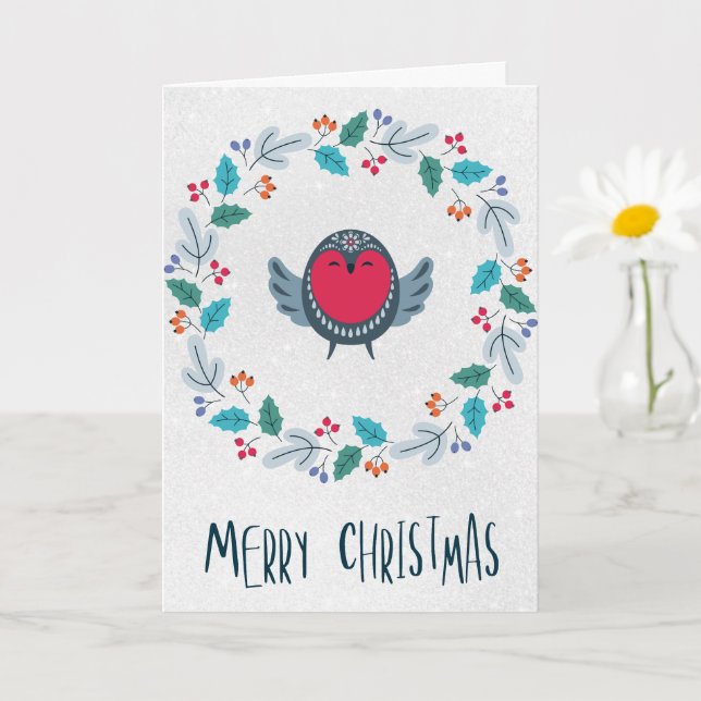 Personalized Rustic Wreath Holiday Greeting Card (Small Plant)