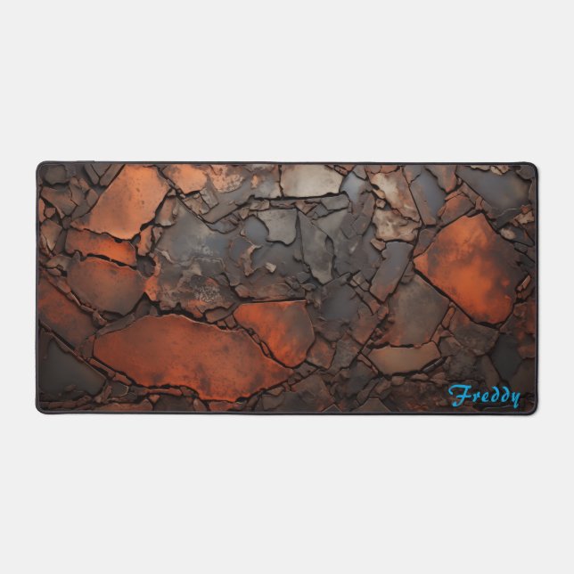 Personalized Rusty Cast Iron Image Desk Mat (Front)