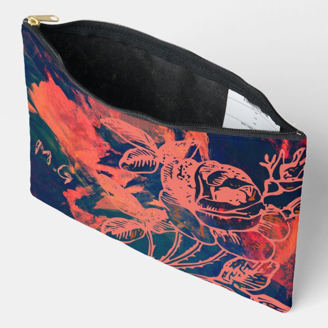 Personalized Rusty Rose Monogram Accessory Pouch (Open)