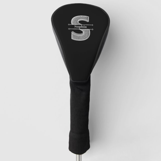 Personalized S Initial Silver Monogram Your Name   Golf Head Cover (Front)