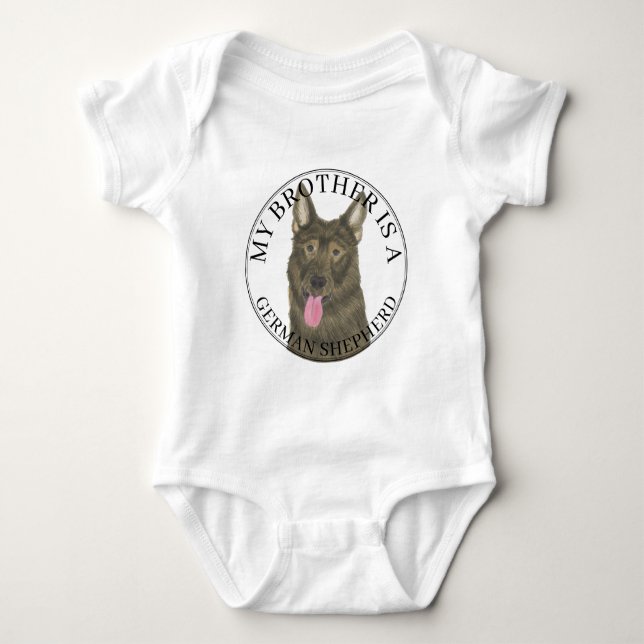 Personalized Sable German Shepherd Baby Bodysuit (Front)