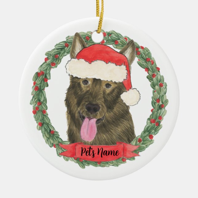 Personalized Sable German Shepherd Ceramic Ornament (Front)