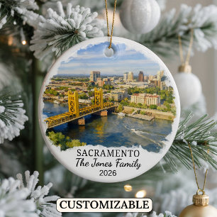Personalized Sacramento Ornament, California Ceramic Ornament