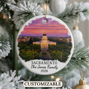 Personalized Sacramento Ornament, California Ceramic Ornament