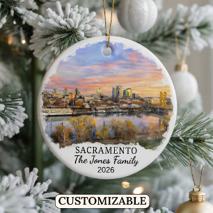 Personalized Sacramento Ornament, California Ceramic Ornament