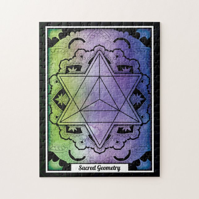 Personalized Sacred Geometry Tetrahedron Jigsaw Puzzle (Vertical)