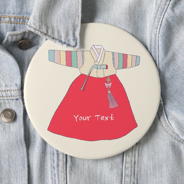 Personalized Saekdong Hanbok 한복 Illustration 6 Inch Round Button (In Situ)