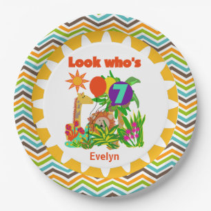Personalized Safari 7th Birthday Paper Plates