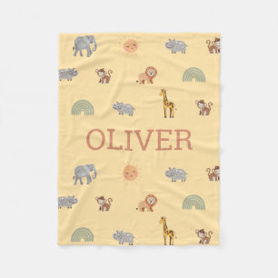 Personalized Safari Animal Baby Blanket with Name
