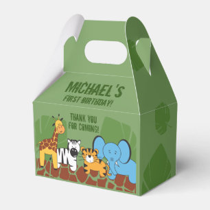 Personalized Safari Animal First Birthday Party Favor Box
