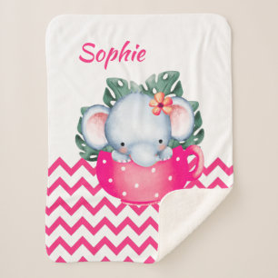 Personalized Safari Animals in a Cup Baby Blanket
