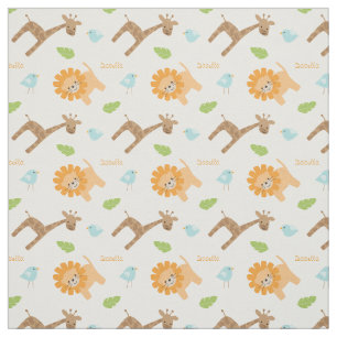 Personalized Safari Animals Jungle Themed Fabric