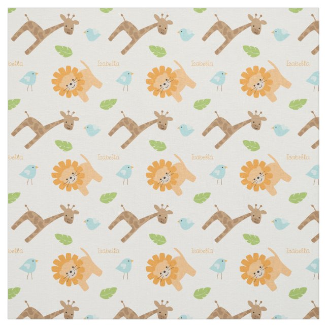 Personalized Safari Animals Jungle Themed Fabric (Swatch)