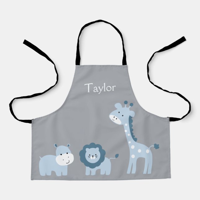 Personalized Safari Animals Kids Apron (Front)