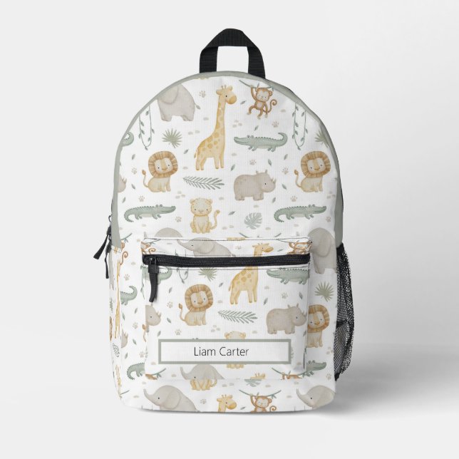 Personalized Safari Animals School Backpack (Front)