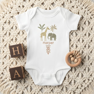 Personalized Safari Baby Bib   Custom Name Bodysuit