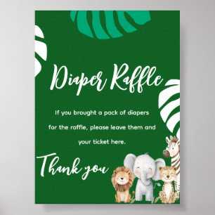 Personalized Safari Baby Shower Diaper Raffle Tabl Poster