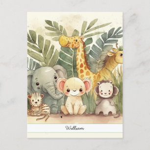 Personalized Safari Jungle Animals Postcard