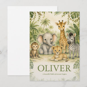Personalized Safari Nursery Name Note Cards